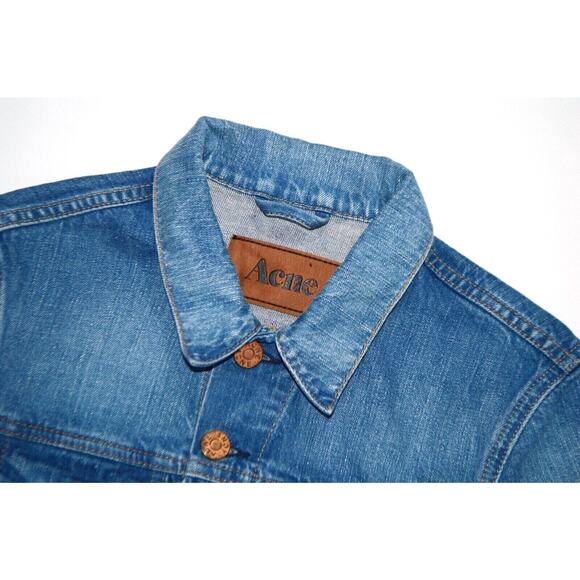 ACNE STUDIOS Sweden Vintage Milk Denim Jean Cropped Jacket SSENSE S XS $540 - Picture 4 of 8